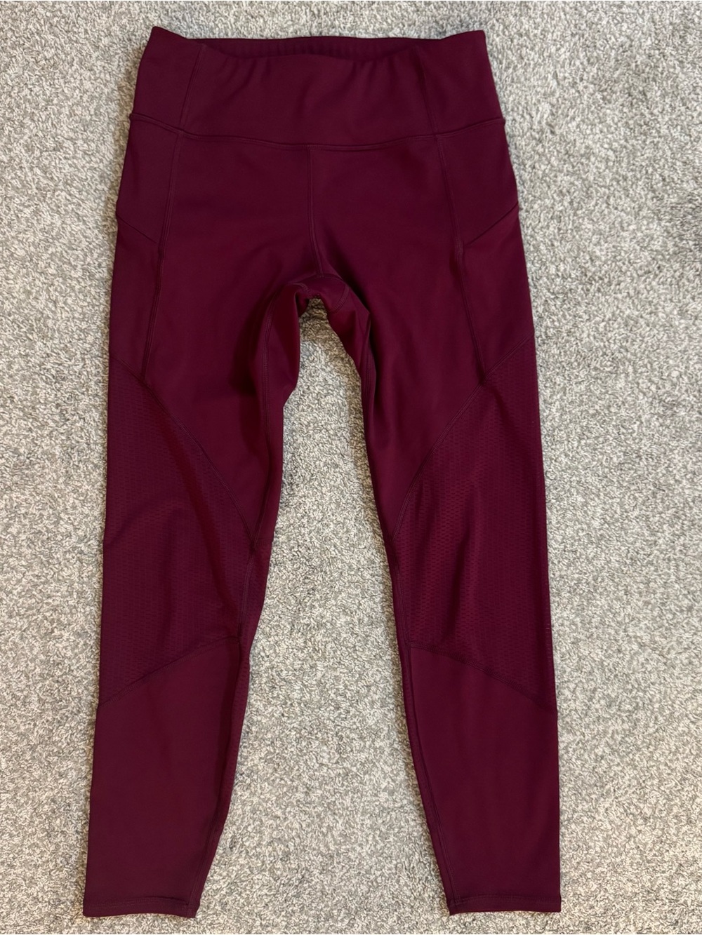 Athleta Women's Size S Maroon Back Zipper Pockets Ankle 26 x 24 Leggings